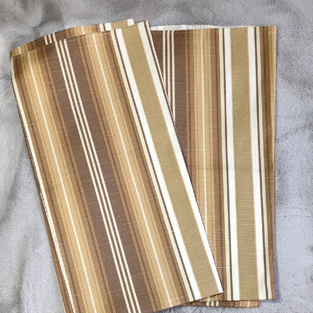 Striped Brown and Tan Cotton Blend Fabric - 2 pieces